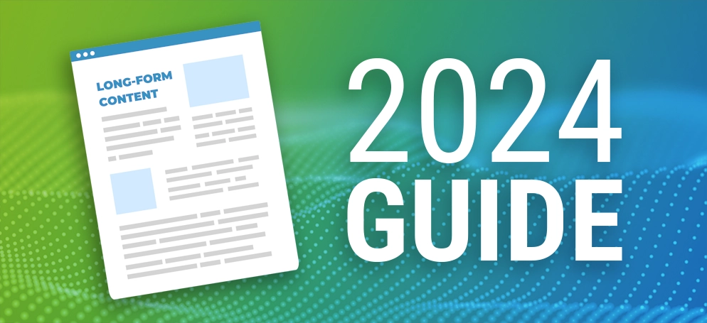 A graphic of a long form article next to the text '2024 Guide'