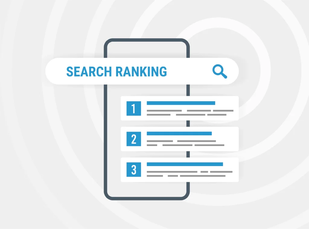 An infographic showing search rankings on a phone