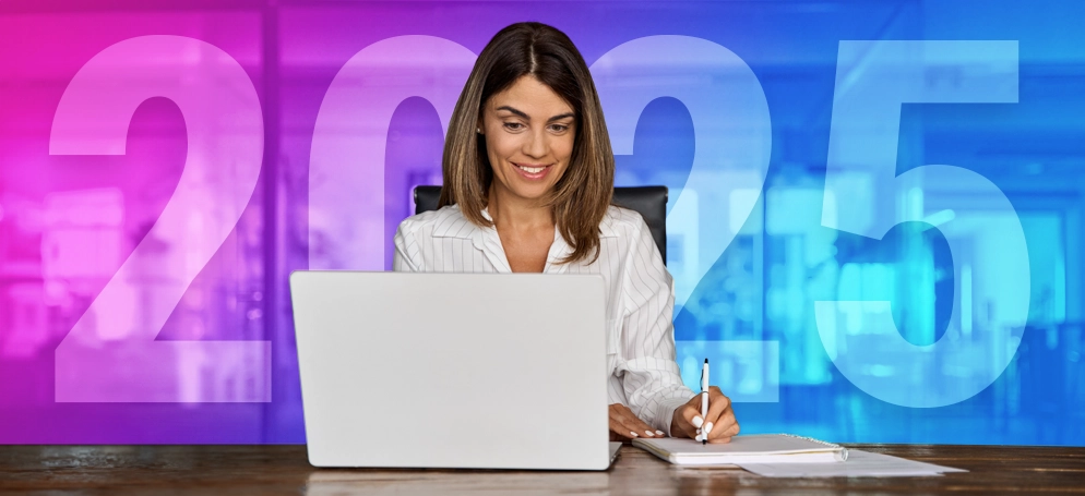 a woman taking notes at a desk