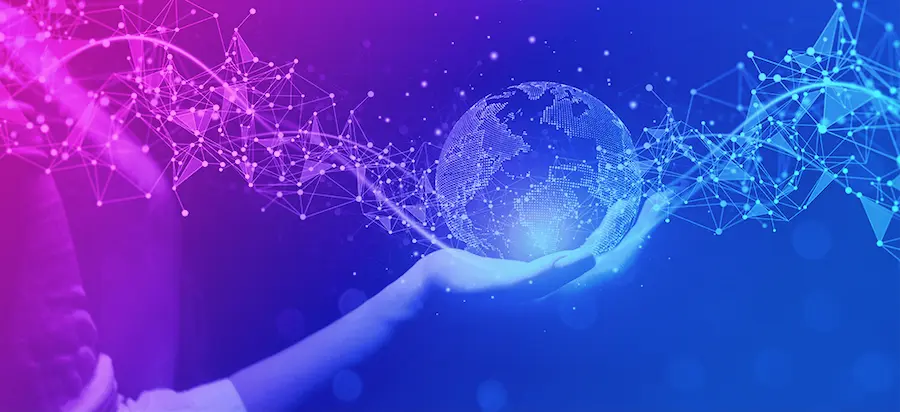 person holding digital earth