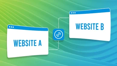 A diagram of a link icon connecting two websites