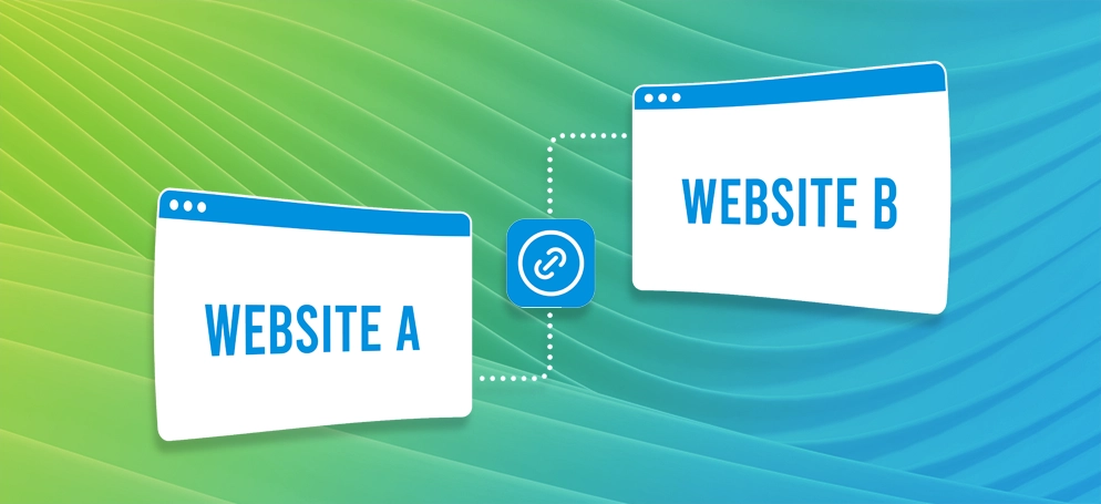 A diagram of a link icon connecting two websites