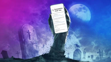 Zombie hand holding phone