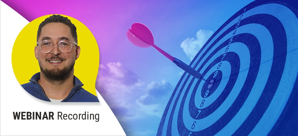 A graphic of a dart hitting the bullseye of a target. A portrait photo of Jules Bodoulé Sosso, our Head of Paid Media.