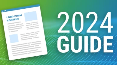A graphic of a long form article next to the text '2024 Guide'