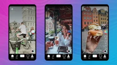 3 phones showing tik tok