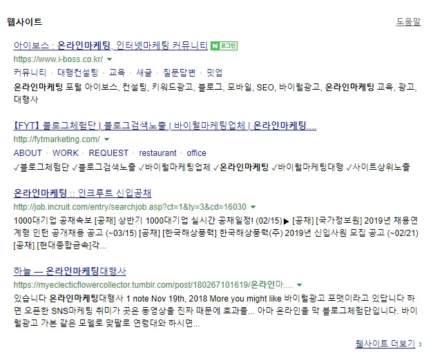 Naver online marketing organic results