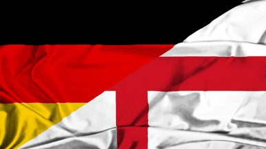 Waving Germany and England Flag