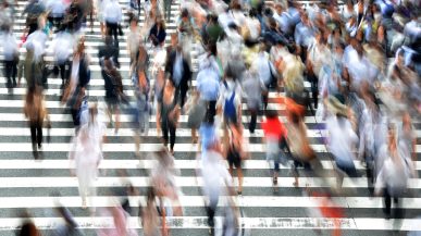 busy crosswalk in city