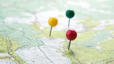 A map with pins in it
