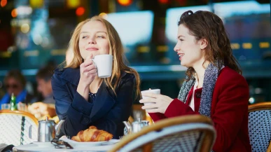 Two women in a cafe in Paris
