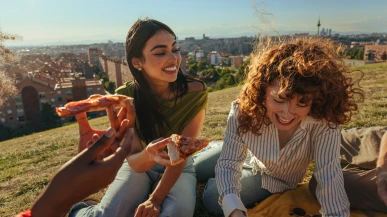 Group of friends enjoying a picnic