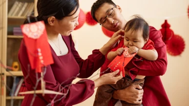 A family celebrating Chinese New Year