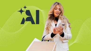 A luxury shopper using her phone
