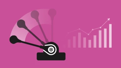 A graphic of a lever being pulled with an increasing graph in the background