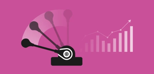 A graphic of a lever being pulled with an increasing graph in the background