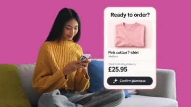 Woman using AI to buy a tshirt